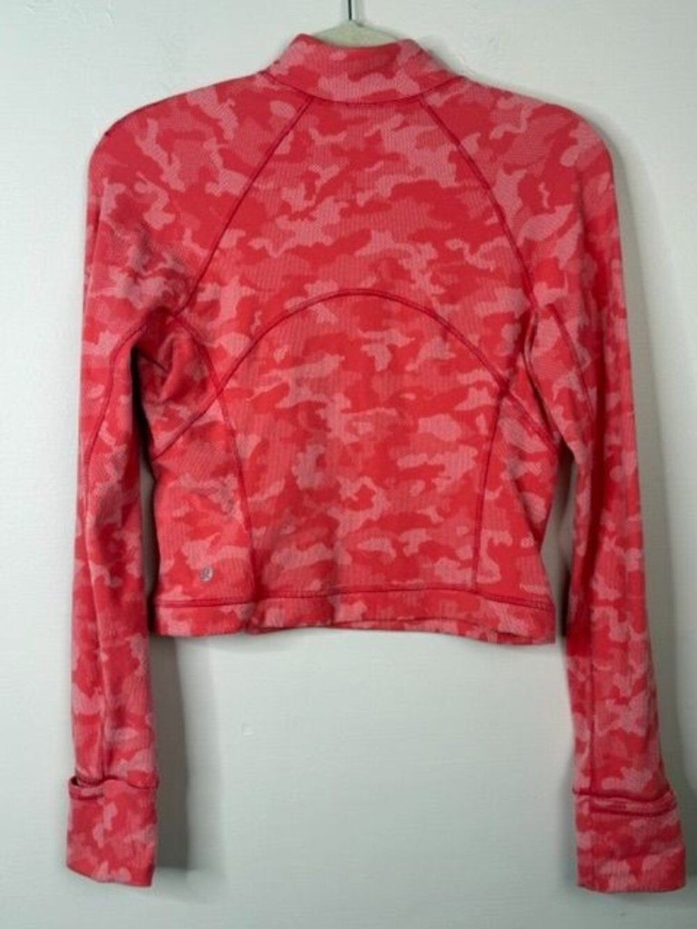 Lululemon Womens Pink Camo Print It's Rulu Run Half Zip Cropped Pullover Size 10 - Picture 5 of 7